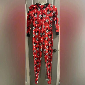 Minnie Mouse Onesie Footed Pajamasgrippers on bottom of feet EUC Size Small